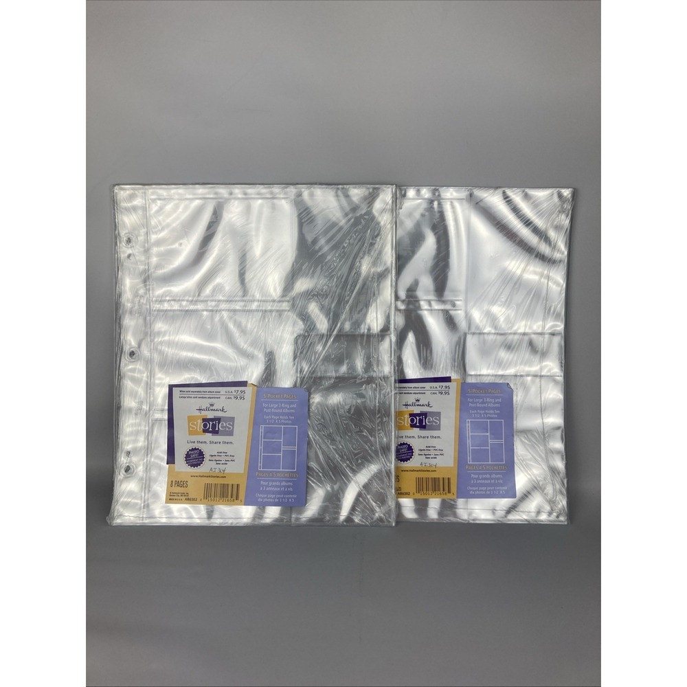(2)Hallmark AR6502 Large 3-Ring Post Bound Photo Album Refill Pages Holds 3½"x5"